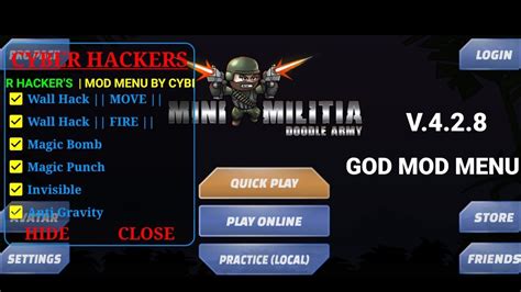 Mini Militia God Mod Menu V.4.2.8 .